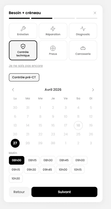 Prise de rendez-vous en ligne : besoin, date et créneau